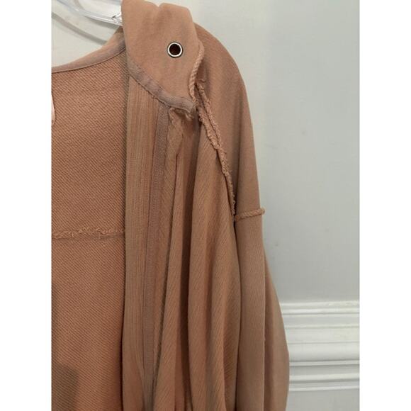 Free People Get Yer Gauze Cardigan Hoodie Ruched French Terry Oversized XS - Picture 7 of 8